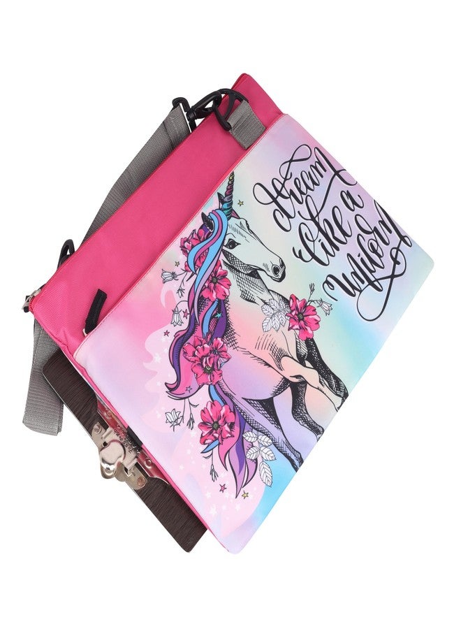 Echo Boomers Unicorn Printed Exam & Activity Sling Bag | 3 Compartments | Cushioned & Detachable Strap | Ideal for Outdoor Travel - Image 4